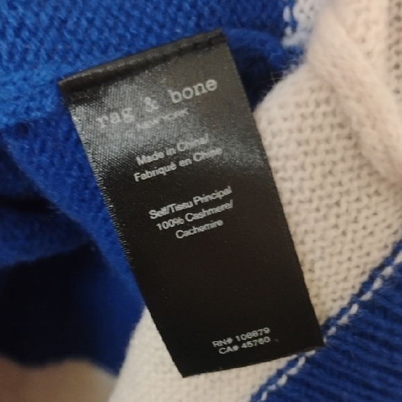 Rag & Bone Navy and Cream Cashmere Sweater - Picture 4 of 4